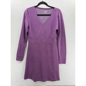 Horny Toad & Co‎ Dress Size M Purple Tomboy Faux Wrap Midi Zip Pocket Gorpcore *